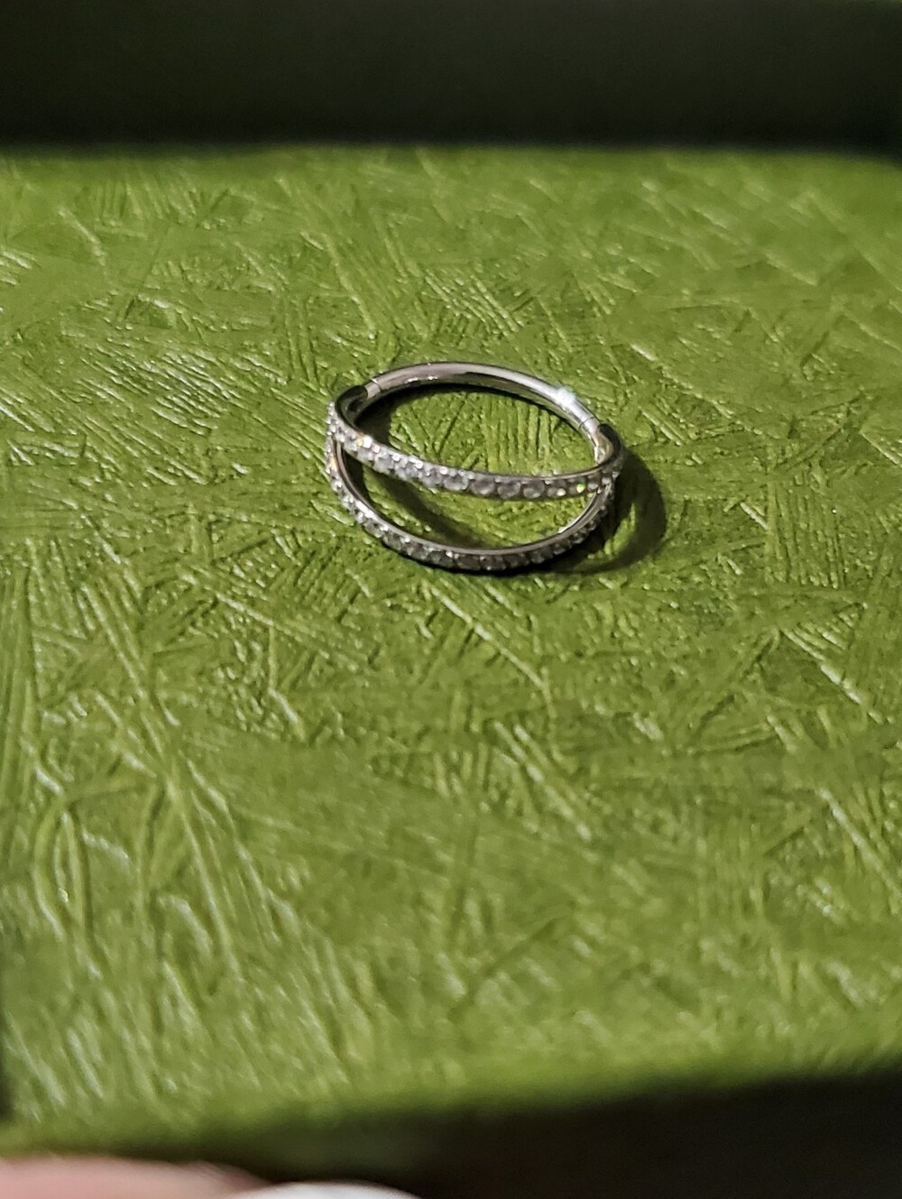 TupMi Sterling Silver Double Band Cubic Zirconia Nose Ring - Silver, NIB